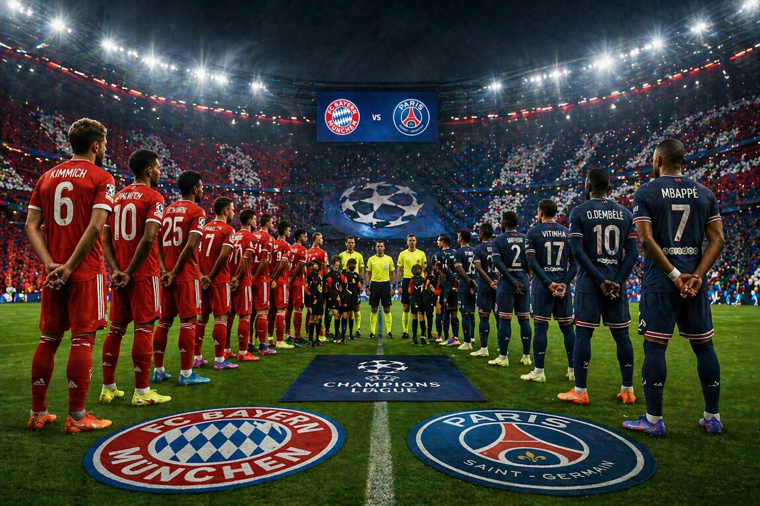 Bayern Munich vs PSG Lineups