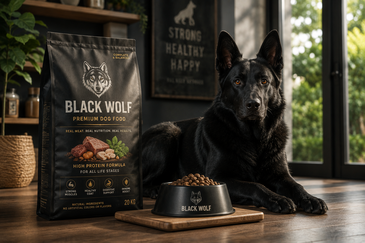 black wolf feed